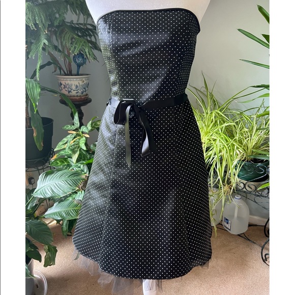 Gunne Sax polka dot Cocktail dress by Jessica McClintock Satin Strapless - Picture 8 of 8
